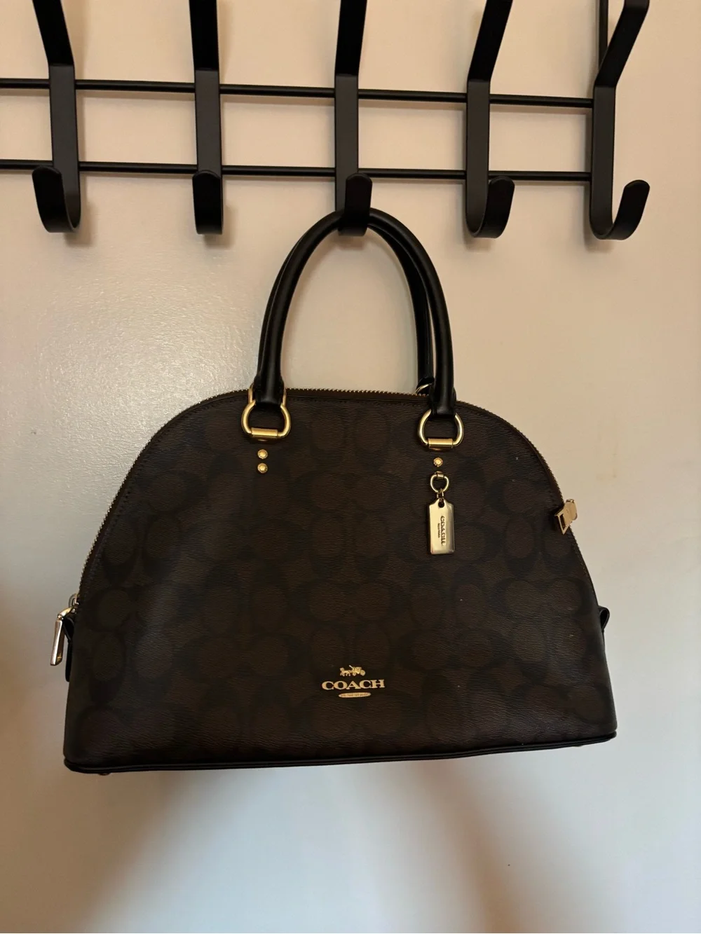 Coach Brown Dome Satchel with Black Handles and Gold Hardware - Picture 2 of 2